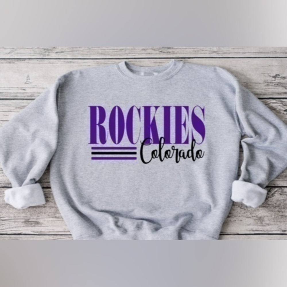Rockies Striped Crewneck